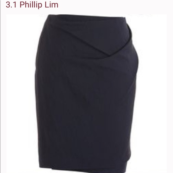 3.1 Phillip Lim Navy Draped Wrap Skirt (15) - Picture 1 of 3